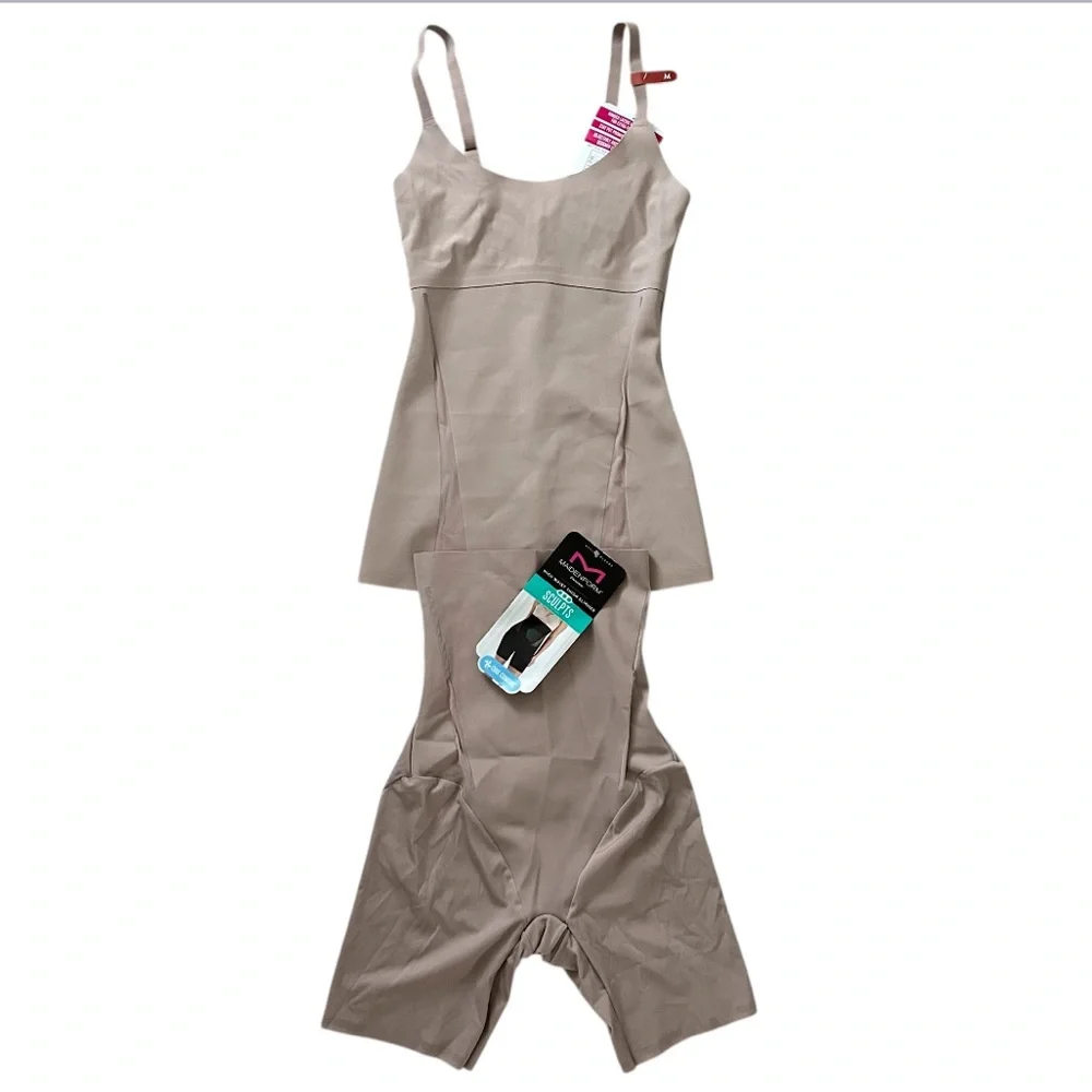 MAIDENFORM‎ WOMEN’S Shapewear SET Nude Adjustable Straps Grip Tape Slimming M